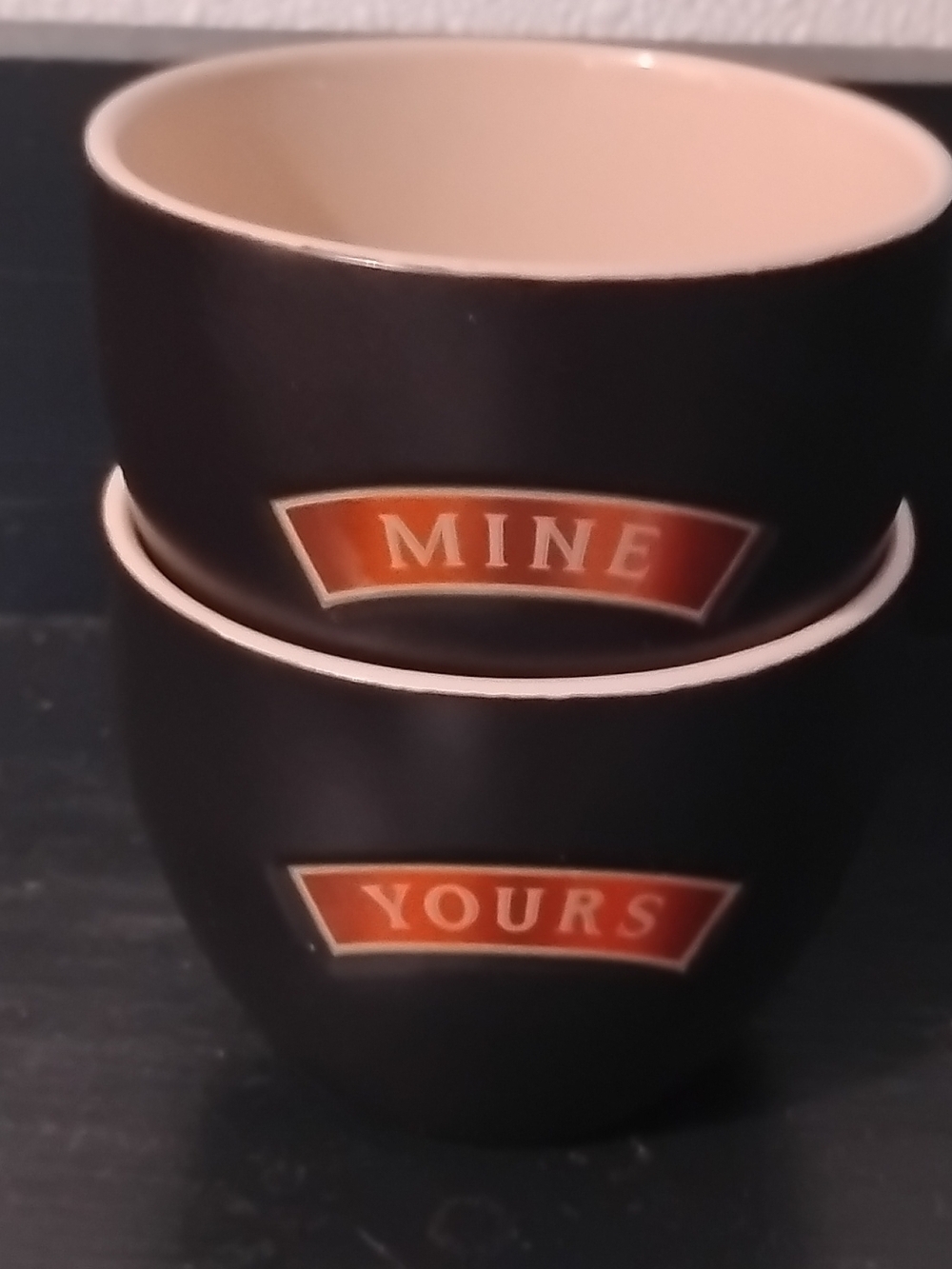 Mine & Yours Black Ceramic Coffee Cups Set
